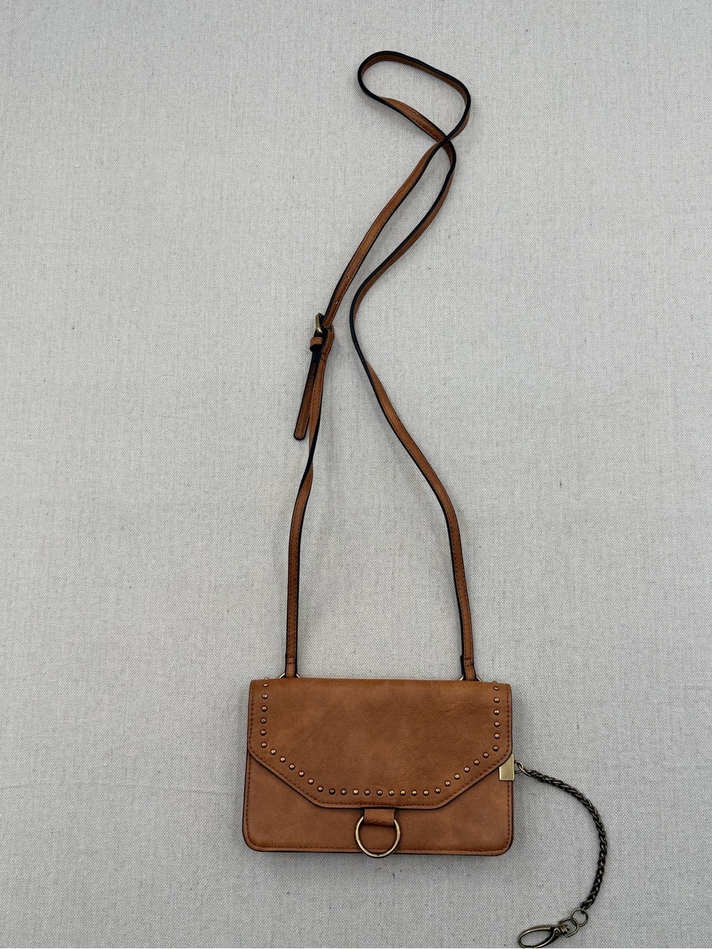 DV Classic Brown Crossbody Bag with Stud Detail